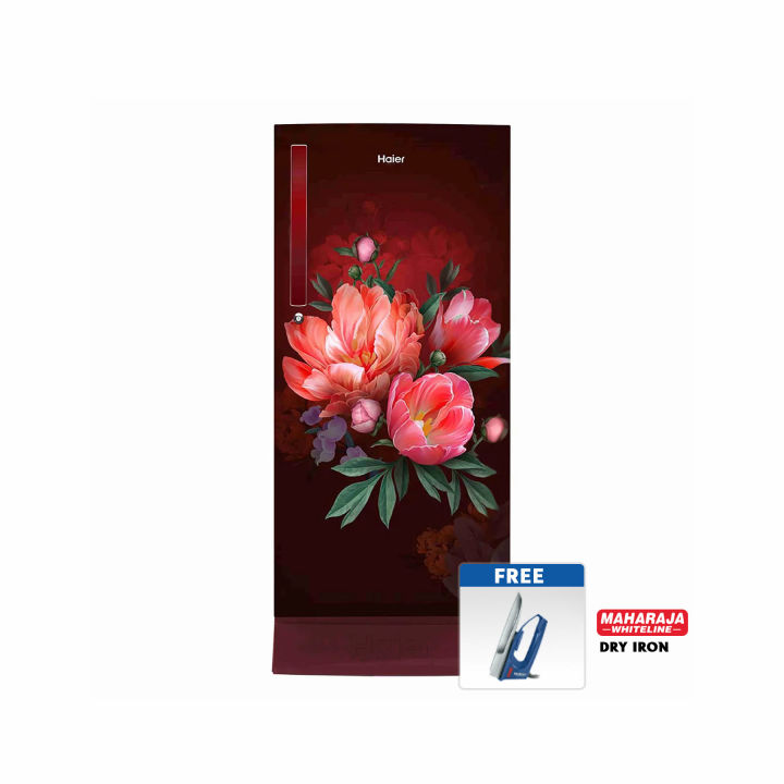 Haier 190 L, 2 Star, Red Winestone Finish Direct Cool Single Door Refrigerator with Base Drawer HRD-2102PRW-P