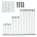 60Pcs Plant Supports Set - 20 Pack Flower Plant Stakes Sticks (3 Sizes), 20 Plant Support Clips and 20 Orchid Clips. 