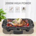 2000w Electric BBQ Smokeless Grill Adjustable Portable Temperature Barbeque Control With 12 Skewers And 1 Silicon Oil Brush & Spatula Home Hotel Restaurant Indoor Outdoor. 