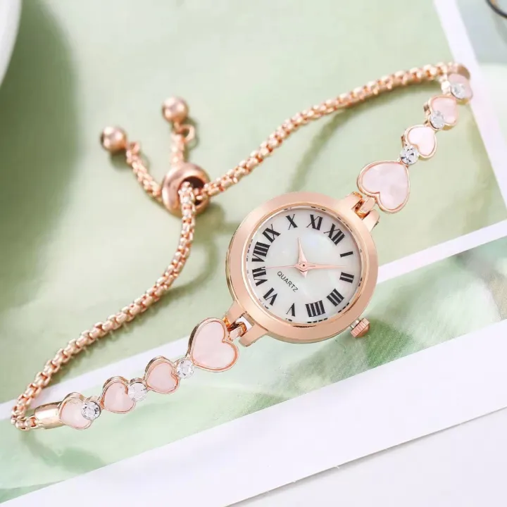 1%20Pcs%20Watch%20for%20Women%20Elegant%20Bracelet%20Set%20Rose%20Gold%20,%20GOld%20&%20Silver%20Heart%20Rhinestone%20Women's%20Quartz%20Watch%20with%20Pearls%20Bangles%20Women's%20Bracelet%20Watches%20-%20Image%203