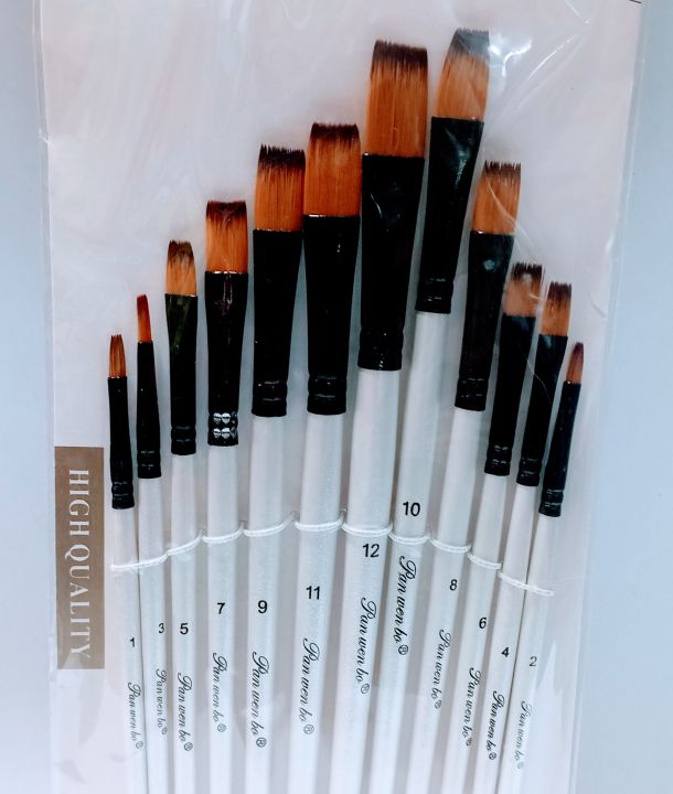 Artist%20%20Range%20Flat%20Paint%20%20Nylon%20Fiber%20Brush%20For%20Acrylics%20And%20Oil%20Set%20Of%2012%20Pcs%20-%20Image%203