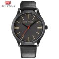 MINI FOCUS Luxury Genuine Leather  Strap Waterproof Fashion Casual Business Wrist Watch. 