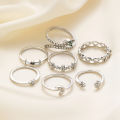 Youbo Silver Star Moon Spot Drill Ring Creative Retro Snake Shape Ring 7 Set. 