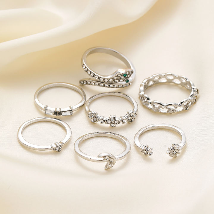 Youbo%20Silver%20Star%20Moon%20Spot%20Drill%20Ring%20Creative%20Retro%20Snake%20Shape%20Ring%207%20Set%20-%20Image%204