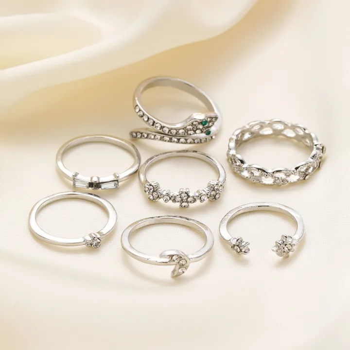 Youbo%20Silver%20Star%20Moon%20Spot%20Drill%20Ring%20Creative%20Retro%20Snake%20Shape%20Ring%207%20Set%20-%20Image%204