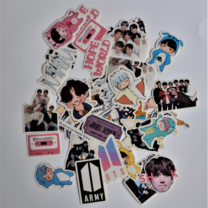 Sticker Pack | BTS Decals Waterproof Sticker Set- 30 pcs | Stickers Decals Vinyls for Laptop Kids Teens, Bicycle, Skateboard Luggage | Decalsnation
