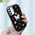 UCUC for Samsung S21 FE 4G 5G Back Cover Dian Dian and Butterfly Luxury Plating Lens Soft Candy Phone Case. 