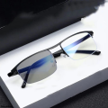 MengsanBargain price Color Changing Myopia Glasses for Men Anti Blue Light Ultra Light Business Half Frame Men's Glasses Trendy Photochromic Eyewear. 