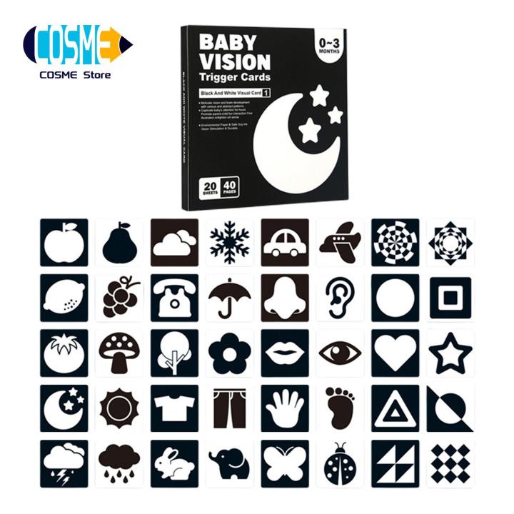 Cosme High Contrast Flashcards High Contrast Flash Cards for Newborns Visual Stimulation Brain Development Toy for 0-3 Months for Sensory