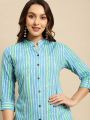 Kiva Rayon Tonal Striped Calf Length Kurtha for Women With Front Button Placket. 