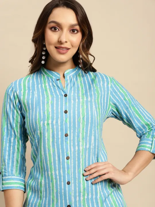 Kiva%20Rayon%20Tonal%20Striped%20Calf%20Length%20Kurtha%20for%20Women%20With%20Front%20Button%20Placket%20-%20Image%203
