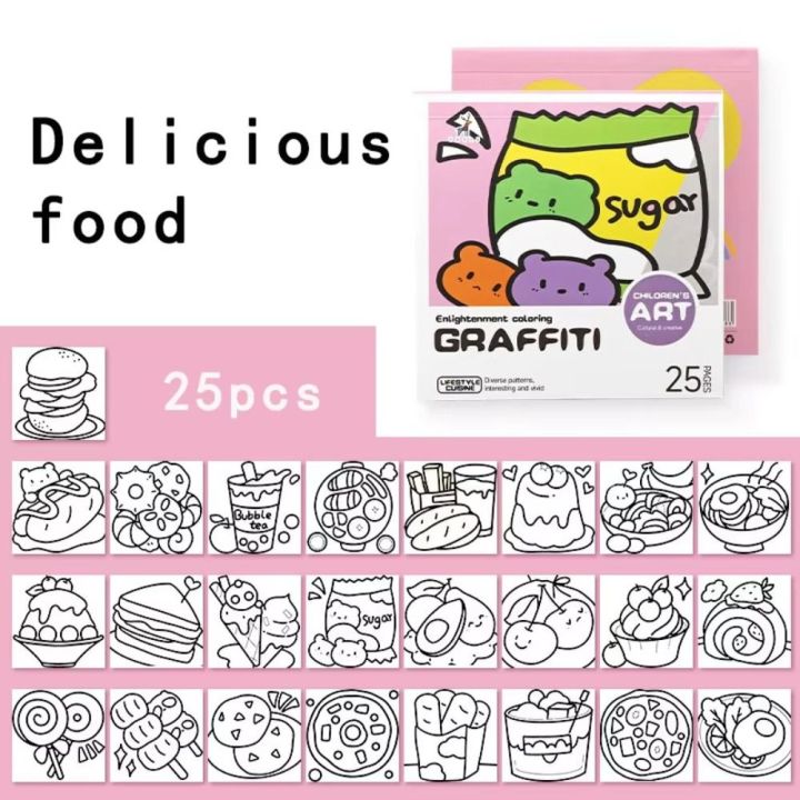 DIY%20Mini%20Cartoon%20Coloring%20Book%2025Sheets%20Note%20Coloring%20Watercolor%20Coloring%20Book%20Portable%20Doodle%20Books%20Drawing%20Practice%20-%20Image%204