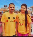 Binay Embroidery Pikachu Printed Couple Set T-Shirt For Men & Women - Fashion | T-Shirts | Unisex | Upper Wear |. 
