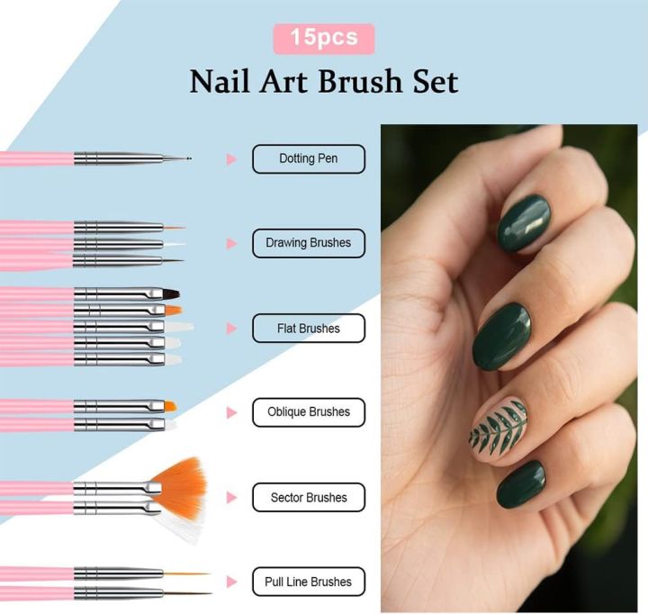15%20Pieces%20Nail%20Art%20Brush%20Set%20for%20Detailing,%20Striping,%20Blending,%20One-Stroke%20Nail%20Art%20with%20Gel%20Brushes,%20Painting%20Brushes,%203D%20Brush,%20Fan%20Brush%20and%20Liner%20-%20Image%208