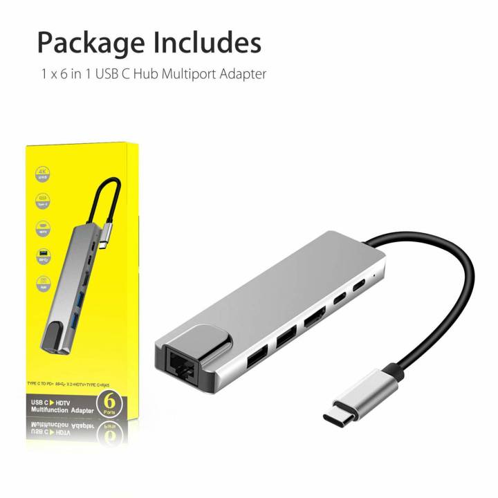 USB - C HUB 8 in 1, Multifunctional Aluminium Type C Adapter with Multiports Cable Hub