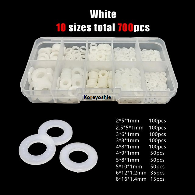 Black%20White%20M8M6M5M3M2.5%20Classified%20Ring%20Gasket%20Plain%20Gasket%20Nylon%20700pcs/box%20Plastic%20Flat%20Insulated%20Gasket%20Kit%20Set%20M2M4%20-%20Image%208