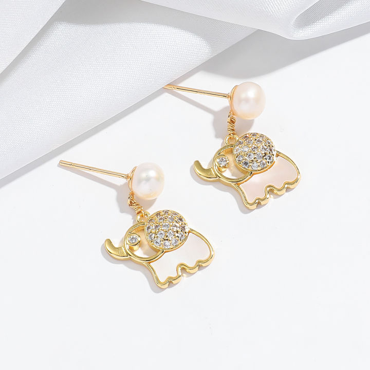 %E3%80%90Mega%20Sale%E3%80%91Women's%20New%20Style%20National%20Style%20Elephant%20Necklace%20Natural%20Freshwater%20Pearl%20Earrings%20suit%20Clavicle%20-%20Image%203
