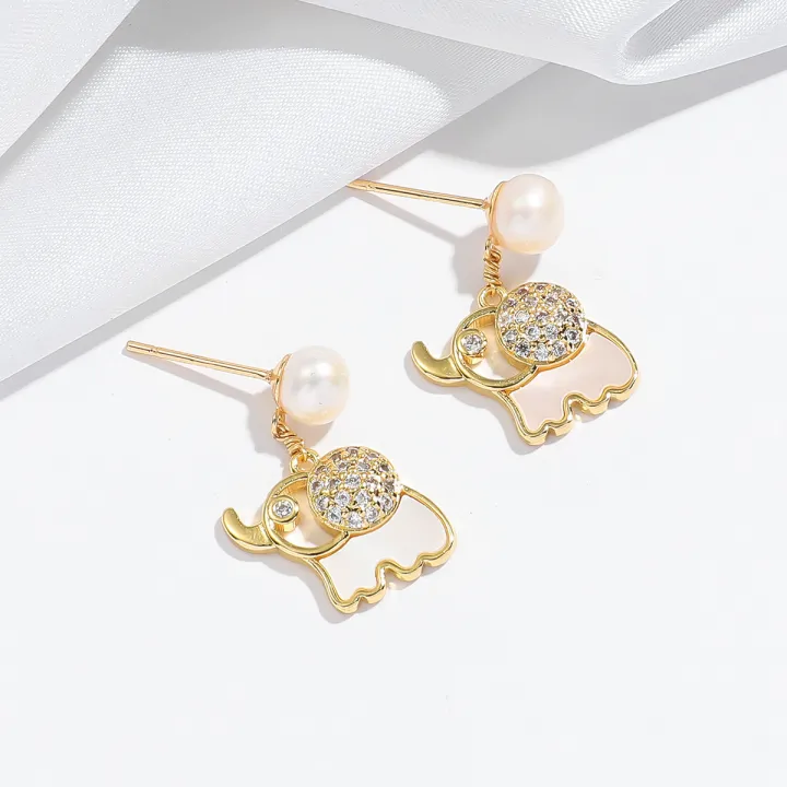 %E3%80%90Mega%20Sale%E3%80%91Women's%20New%20Style%20National%20Style%20Elephant%20Necklace%20Natural%20Freshwater%20Pearl%20Earrings%20suit%20Clavicle%20-%20Image%203