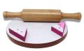 Wooden Chakla-Belan, Wooden Polpat-Roti Roller, Rolling Pin, 9 Inch(22 Cms, Round) - Brown. 