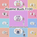 Original For Realme Buds T100 Transparent cartoons Silicone Earphone Case Cover. 