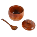FORIDE 4Pcs Spice Jar Seasoning Can with Lid Spoon Wood Spice Storage Box Sugar Pot Salt Jars Kitchen Storage Jars. 
