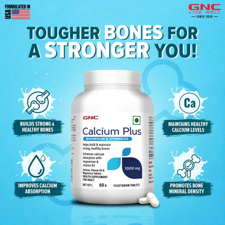 GNC%20Calcium%20Plus%201000mg%20With%20Magnesium%20&%20Vitamin%20D3-%2060%20Tablets%20For%20Strengthens%20Bones%20&%20Supports%20Strong%20Teeth%20-%20Image%202