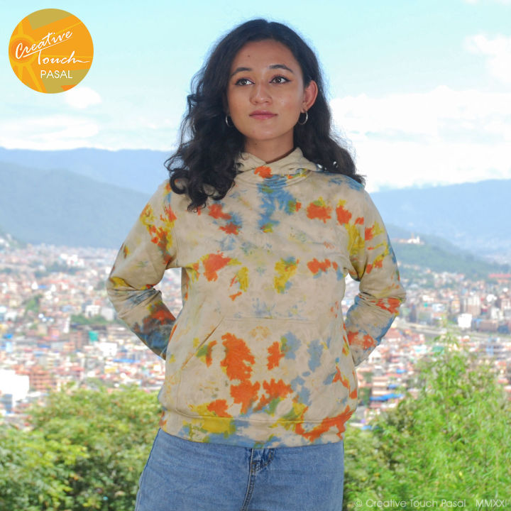 Creative%20Touch%20Beige%20Cotton%20Fleece%20Tie-Dye%20Hoodie%20For%20Women%20WJK4429%20-%20Image%203