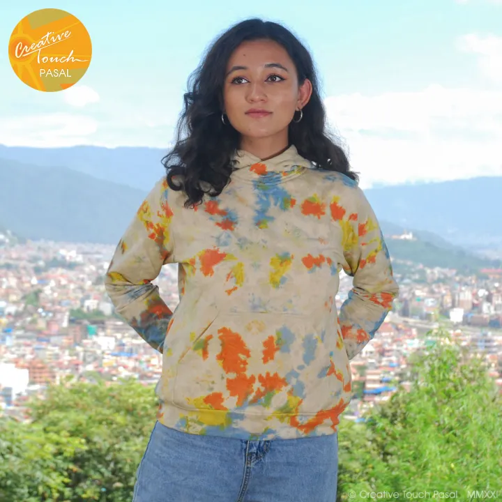 Creative%20Touch%20Beige%20Cotton%20Fleece%20Tie-Dye%20Hoodie%20For%20Women%20WJK4429%20-%20Image%203