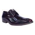 Brown  Leather Lace Up Wood Design Black Horse Formal Shoes For Men. 
