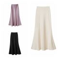 Basic Summer Satin Silk Long Skirt High Waist Half Body Dress High Waisted Skirts Slim Fit A Line Midi Skirt Girl. 