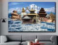 Nepali Cultural Heritage Temple Canvas With Wooden Framming For Wall/Home/Living Room Decoration (24inch by 18inch). 