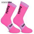 DISICHEN Original 2023 New Raph 4 Color Stripe Cycling Socks Men and Women Wearproof Road Bike Compression Socks Pink. 