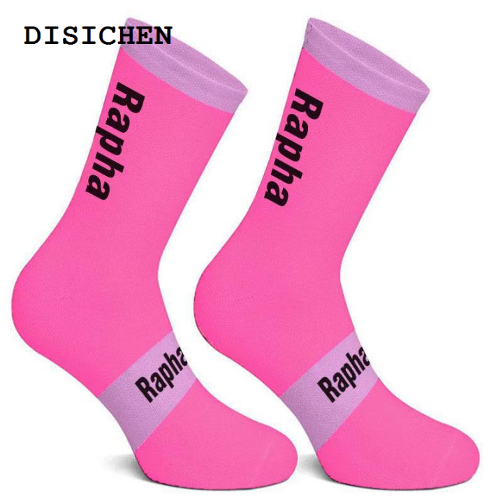 DISICHEN%20Original%202023%20New%20Raph%204%20Color%20Stripe%20Cycling%20Socks%20Men%20and%20Women%20Wearproof%20Road%20Bike%20Compression%20Socks%20Pink%20-%20Image%203