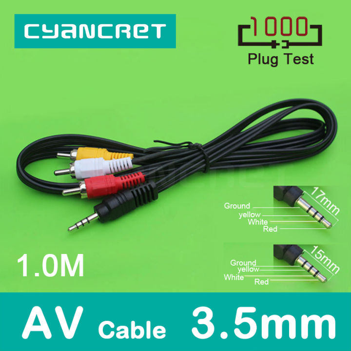 AV Cable 3.5mm Jack to 3 RCA Audio Video Cable Male to Male for Android ...