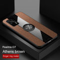 Lenuo For Realme GT Case Luxury Bracket Ring Phone Case Soft TPU Leather Back Cover. 