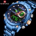 NAVIFORCE NF9163 Double Time Waterproof Luxury Business Edition Stainless Steel Watch. 