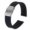 Watch Bands Sport Black Silicone Rubber Watch Strap Deployment Buckle Waterproof 20 mm. 