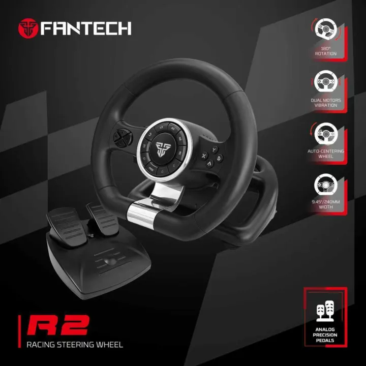 Fantech R2 Racing Steering Wheel Dual Motor Vibration PC Driving Wheel ...