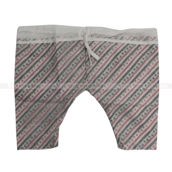 White%20Cotton%20Dhaka%20Printed%20Bhoto,%20Cholo,,Trouser%20And%20Topi%20Set%20For%20Kids-Small%20-%20Image%204