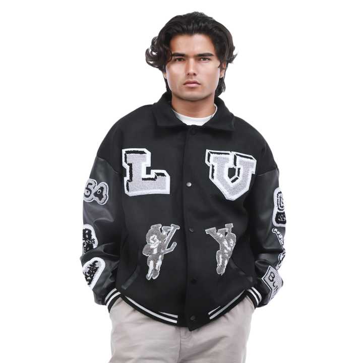 Black Color LV Printed Cotton Lightweight Jacket For Men