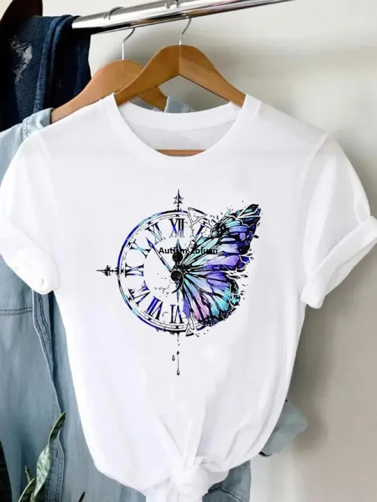 Tops%20Women's%20Pictorial%20Clothing%20Graphic%20Clothing%20Short%20Sleeve%20Summer%20T-Shirt%20Women's%20T-Shirt%20Printed%20T%20Feather%20Bird%20Clothing%20Fashion%20-%20Image%206