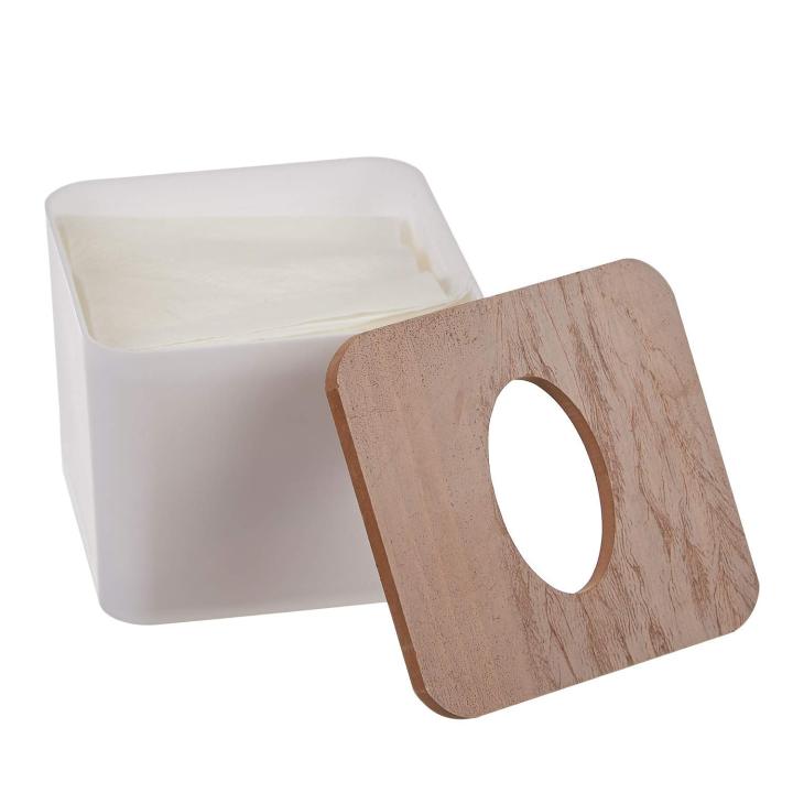 Feathers%20Square%20Wooden%20Cover%20Plastic%20Tissue%20Box%20Holder%20Napkin%20Dispenser%20Case%20-%20White%20-%20Image%205