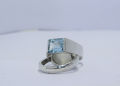 Silver Blue Topaz Ring. 