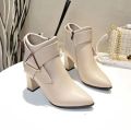 2024 Luxury Women Winter Genuine Leather Short Boots Pointed Toe High Heels Zipper Ankle Boots Ladies Ethnic Style V615. 