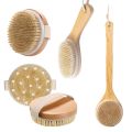 Durable Boar Bristle Body Brush Wooden Natural Shower Brushes Soft Dry Brushing for Exfoliation. 