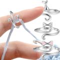 Yarn Ring Crochet Cat Ears Rings Adjustable Size Tension Ring Beginner Crocheting Knitting Ring Regulator Tool for Finger. 