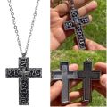 New Design with Secret Compartment Cross Pendant Necklace Openable 3D Printed Chain Pendant Necklace Vintage Stainless Steel Charm Jewelry. 
