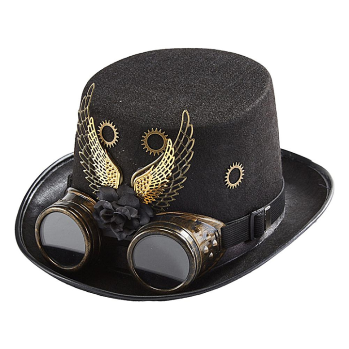 GGBR)-Steampunk Top Hat Vintage Wing and Gear Hat Fancy Costume