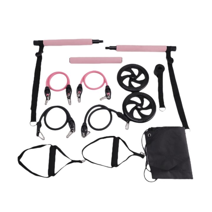 Pilates Bar Kit+Resistance Bands,Pilates Equipment Exercise Bar Pink