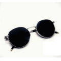 Round Trendy Silver Frame Sunglasses - Unisex - Black Shades | Fashion Poly Carbonate Trendy Unisex Sunglasses. 